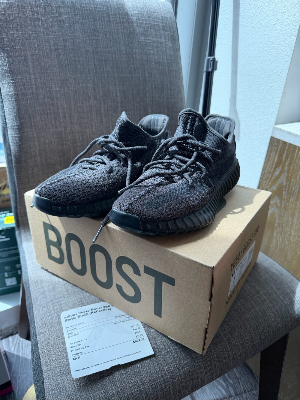 Adidas Yeezy Boost 350 V2 Static Black Reflective Size 7